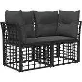 vidaXL Outdoor-Lounge 2 Stk. 2-Sitzanzahl Schwarz und Dunkelgrau