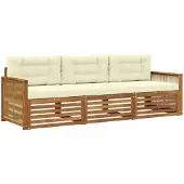 vidaXL Outdoor-Sofagarnitur 3 stk. Natur und Creme