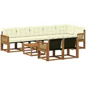 vidaXL Outdoor-Sofagarnitur 9 stk. Natur und Creme