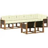 vidaXL Outdoor-Sofagarnitur 8 stk. Natur und Creme