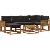 vidaXL Outdoor-Sofagarnitur 7 stk. Natürlich und Schwarz