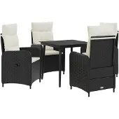 vidaXL Sofa-Tischset mit Kissen mit Kissen 5 pcs Schwarz und Cremeweiß