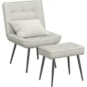 vidaXL Relaxsessel mit Hocker Creme Samt