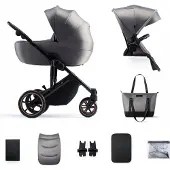 Kinderkraft PRIME 2 2-in-1 - Kombikinderwagen bis 22 kg - große Babywanne - vollgefederte Räder - wasserdichtes Verdeck - Grau