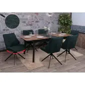 MCW 6er-Set Esszimmerstuhl MCW-O48, Küchenstuhl, drehbar Auto-Return, Stoff/Textil Chenille (320g/m²) petrol-grün
