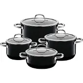 WMF Topf-Set "Silargan Passion, mit Glasdeckeln", schwarz, B:29,5cm H:32,5cm L:59,5cm Ø:24cm, Töpfe, Topf-Set, für alle Herdarten geeignet, Induktion, Made in Germany