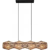 Licht-Erlebnisse Pendelleuchte Rattan Metall Schwarz E27 4-flammig 107 cm Hängelampe Esszimmer