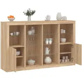 vidaXL Sideboards mit LED-Leuchten 3 Stk. Sonoma-Eiche Holzwerkstoff