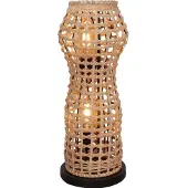 Licht-Erlebnisse Stehleuchte Rattan Boho Metall Schwarz E27 H:60 cm Korb Stehlampe Wohnzimmer