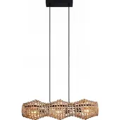 Licht-Erlebnisse Hängelampe Rattan Metall Schwarz E27 3-flammig 80 cm Pendelleuchte Wohnzimmer