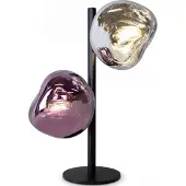 Licht-Erlebnisse Tischlampe Glas Weiß Lila E14 2-flammig 40 cm Nachttischleuchte Schlafzimmer