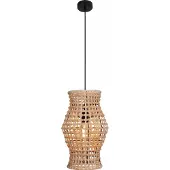 Licht-Erlebnisse Hängelampe Boho Rattan Geflecht Schwarz E27 Ø30 cm Pendelleuchte Esstisch