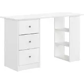 En.casa [] Schreibtisch Weiß 120x49x72cm mit 3 Ablageflächen und Schubladen Bürotisch Computertisch PC Tisch