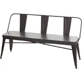 Mendler 3er Sitzbank MCW-H10, Garderobenbank Esszimmerbank, Kunstleder Chesterfield Industrial Gastronomie schwarz-grau
