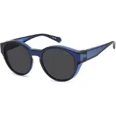 Polaroid Eyewear PLD 9017/S Fitover Unisex-Sonnenbrille Vollrand Rund Kunststoff-Gestell, blau