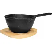 All'Grill Gusseisen Soßentopf Ø 12 cm mit Holzuntersetzer