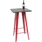 MCW Stehtisch MCW-A73 inkl. Holz-Tischplatte, Bistrotisch Bartisch, Metall Industriedesign MVG 107x60x60cm rot