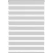 vidaXL Doppelrollo Hellgrau 95x150 cm Stoffbreite 90,9 cm Polyester