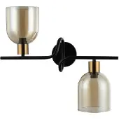 ITALUX WL-66892-2A-BK-AMB Servio Wandleuchte 2xE14 schwarz, Messing, Bernstein