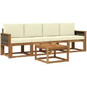 vidaXL Outdoor-Sofagarnitur 4 stk. Natur und Creme