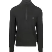 BOSS Rollkragenpullover "Kanobix Half Zip Cotton Cashmere" Regular fit, Stehkragen mit Reißverschluss, Ton-in-Ton Logo