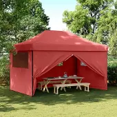 Prolenta Maison Exclusive - Partyzelt Faltbar Pop-Up mit 4 Seitenteilen Burgunderrot