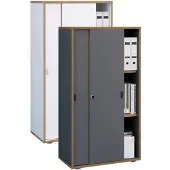 VCM Aktenschrank "Büroschrank Aktenschrank Schiebetüren Salia 3fach", weiß, B:60cm T:37cm, Obermaterial: 100% Holz Wood., Schränke, Aktenschrank