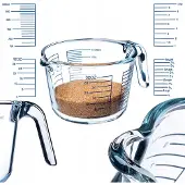 Kadax Messbecher aus Glas, Glaskännchen mit ergonomischem Griff (1 Liter)