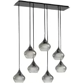 LUCANDE Hängeleuchte Jarven, 7-flammig, schwarz, Glas