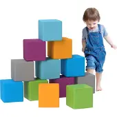 HOMCOM Bausteinset 12er-Set Schaumstoff Bausteine für 1-3 Jahre Kinder