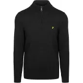 Lyle & Scott Half Zip Pull Merino Wolle Schwarz