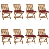 vidaXL Klappbare Gartenstühle mit Kissen 8 Stk. Massivholz Teak