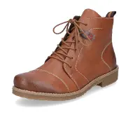 Rieker Schnürstiefelette , Damen, Gr. 41, Textil, braun, Lederimitat, Schuhe Schnürstiefelette, mit toller Steppnaht