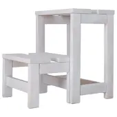 Wellhome - Trittleiter mit 2 Stufen aus Holz, Weiß-Finish 32x23x40 cm