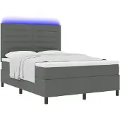 vidaXL Boxspringbett mit Matratze Dunkelgrau 140 x 200 cm Stoff