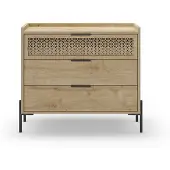 CALICOSY - Kommode 3 Schubladen und Metallfüße Inca - L90 cm