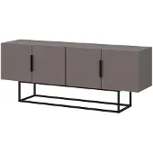 CALICOSY - TV-Schrank mit 4 Türen und Metallbeinen L140 cm - Titan