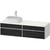 Duravit Zencha Konsolenwaschtischunterbau, 1600x550mm, 2 Auszüge, 2 Schubkästen, 1 Ausschnitt links, ZE4824, ZE4824L16840000, Farbe: Front: Eiche Schwarz/Korpus: Weiß supermatt