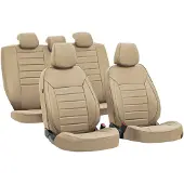 Lampa Luxury Sitzschonbezug Sitzbezüge Set Vorne Universal Kunstleder Beige