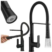Granitan - Küchenarmatur - Wasserhahn Küche Höhe 43 cm - Mischbatterie Schwarz - VEGAS