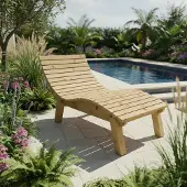 TUGA-Holztech Holzliege Wellenliege Gartenliege Relaxliege "Liege-Franzi" (Zirbe) Breite 90cm Einstiegshöhe 50cm mit Füßen