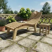 TUGA-Holztech Holzliege Wellenliege Gartenliege Relaxliege "Liege-Franzi" (Zirbe) Breite 70cm Einstiegshöhe 50cm mit Füßen