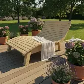 TUGA-Holztech Holzliege Wellenliege Gartenliege Relaxliege "Liege-Franzi" (Fichte) Breite 120cm Einstiegshöhe 40cm mit Füßen