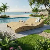 TUGA-Holztech Holzliege Wellenliege Waldsofa Relaxliege Gartenliege "Relax-Gertl" (Zirbe) 1-teilig Liegebreite 140cm Himmelsliege