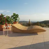 TUGA-Holztech Holzliege Wellenliege Gartenliege Himmelssofa "Pool-Moni" (Lärche) 140cm