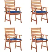 Syfax Garten-Essstühle 4 Stk. mit Kissen Massivholz Akazie