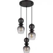 Globo Lighting Hängeleuchte Metall schwarz matt, Glas rauchfarben, klar verlaufend, Kabel PVC schwarz, Höhe kürzbar, ø: 410mm, H: 1500mm, exkl. 3x E27 25W 230V