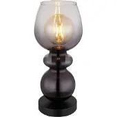 Globo Lighting Tischleuchte Metall schwarz matt, Glas rauchfarben, klar verlaufend, Kabel PVC schwarz, Wippschalter am Kabel, ø: 150mm, H: 344mm, Kabellänge 1500mm, exkl. 1x E27 25W 230V