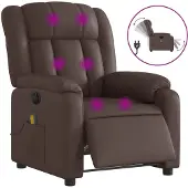 Syfax Massagesessel Elektrisch Braun Kunstleder