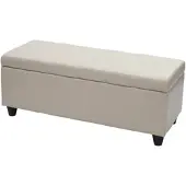 BERLINLODGE Aufbewahrungs-Truhe Lars | HxBxT 45x114x45cm | Kunstleder | Creme | Sitzbank Bank